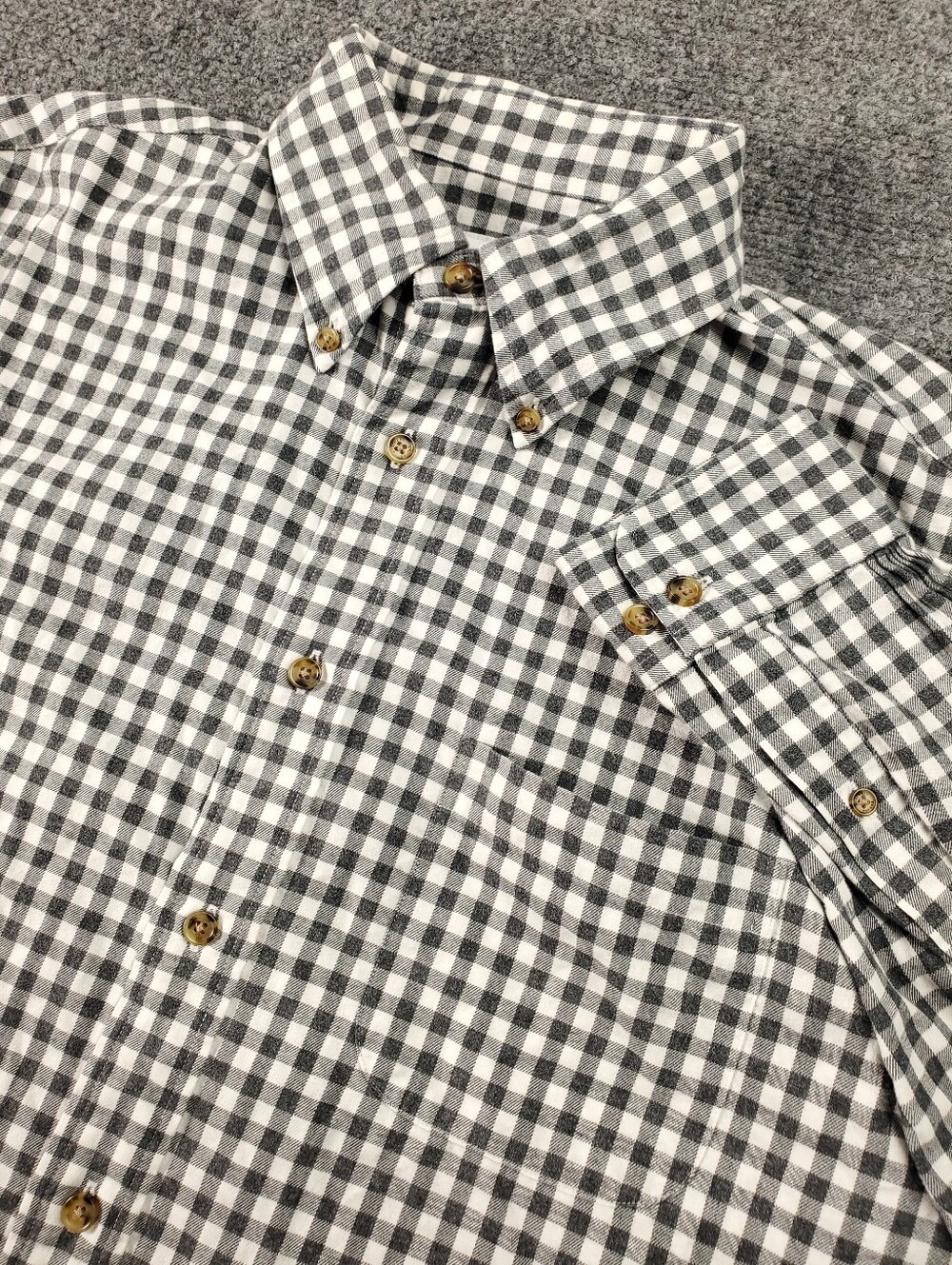 Brooks Brothers Madison Button Down Shirt Mens Large Gingham Check Gray White